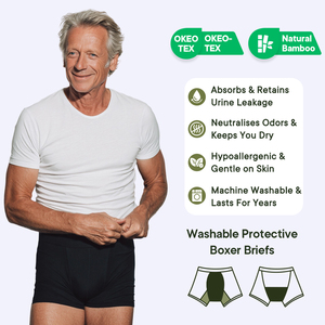 LYNMISS Culotte d'Incontinence Urinaire avec Coussinets Absorbants <span class=keywords><strong>Homme</strong></span> Noir Imperméable <span class=keywords><strong>Lavable</strong></span> Sous-vêtement <span class=keywords><strong>pour</strong></span> Adultes Âgés Shorts Anti-Incontinence - Product Image 2
