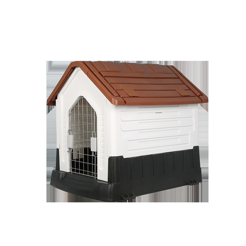 Brown roof, white walls, black background