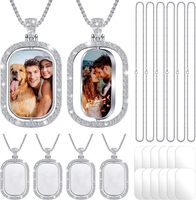 Collier pendentif ovale tendance, cadeau personnalisé, supports vierges pour sublimation, collier en strass fin pour impression par transfert thermique