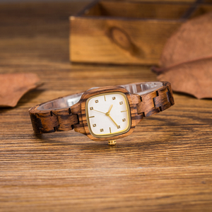 Elegante quadrante a diamante in <span class=keywords><strong>legno</strong></span> di bambù per le donne alla moda quadrato quarzo Montre Femme di lusso riserva di energia - Product Image 5
