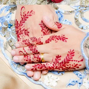Adesivo de tatuagem corporal, atacado vermilion henna renda marrom-vermelho à prova d'água transferência de água adesivos de tatuagem temporária para mulheres