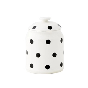 Pot de rangement Polka Dot Ceramic Canister Blanc pour accessoires de cuisine - Product Image 1