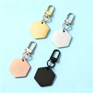 Llavero Hexagonal de Acero Inoxidable Personalizado, Colgante con Forma de Dije en Blanco, Grabado con Logotipo Personalizado, Mosquetón - Product Image 1