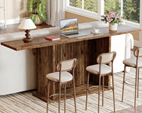 Table console de canapé en bois pour entrée de couloir extra long de ferme antique avec étagère de rangement ouverte