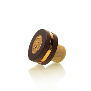 Corchos de madera personalizados con logotipo de lujo combinados con Tapones superiores de metal Cubierta en forma de T a granel para botella de licor - Product Image 1
