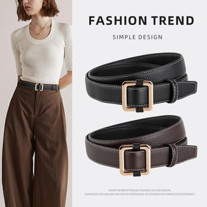 Cinturón de Cuero Genuino con Hebilla en D para Mujer, Estilo Casual, Piel de Vaca con Hebilla de Cobre, Duradero, Moldeado en una Sola Pieza, Marca Tiyo, 2.8cm de Ancho - Product Image 5