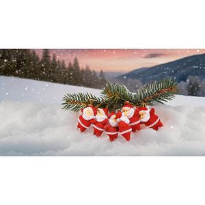 Ensemble de 6 ornements de sapin de Noël de luxe suspendus en forme de wapiti Décorations parfaites pour les fêtes mettant en vedette le Père Noël - Product Image 1