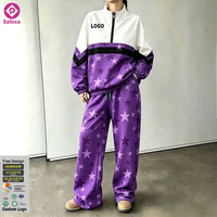 Nouvel arrivage : Ensemble sport décontracté pour femme avec logo personnalisé, sweat-shirt à manches longues imprimé numériquement et demi-fermeture éclair, et pantalon de survêtement long