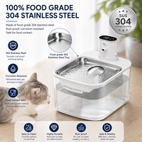 Fontaine à eau intelligente pour animaux de compagnie avec capteur, 3,2 L, batterie 4000 mAh, acier inoxydable 304, filtre à 4 étapes, distributeur d'eau pour chat et chien