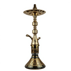 Auténtico Set de Hookah Khalil Mamoon Egipcio Hecho a Mano en Latón Dorado - Shisha de 81cm de Tamaño Completo y Alta Resistencia - Product Image 1