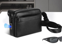 Sac à bandoulière antivol pour homme en cuir véritable, sac à bandoulière de luxe Fipilock avec serrure à empreintes digitales