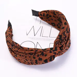 Tiara de cabelo estampada de leopardo, coreano, grande, retrô, multicores, cruz, amarrada, oncinha, moda, acessórios para cabelo