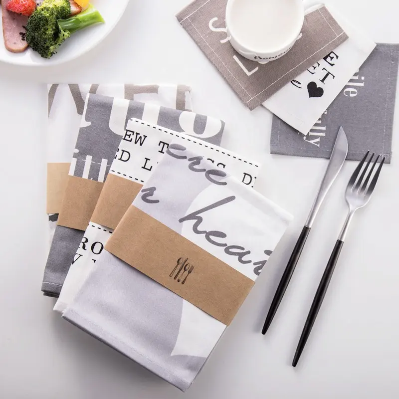custom digital print cotton linen kitchen flour sack dish tea towel with your design