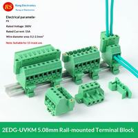 RS Green 2EDG-UVKM-5.08mm Bornier de raccordement enfichable pour rail, avec oreilles de fixation, ensemble de raccordement 2EDGKM (Nylon PA66) 300V 15A -40~105 V0 Ininflammable