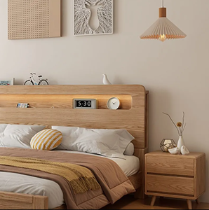 Cama doble de madera sólida de estilo nórdico, cama matrimonial de 1,8 m, Simple y moderna, estilo japonés - Product Image 3