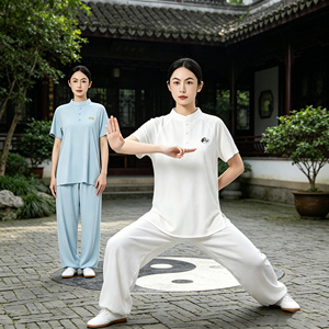 Vêtements de Taiji pour femmes, nouvelle collection été 2026, tenue d'entraînement Baduanjin légère à manches courtes, vêtements de Taiji pour hommes, usage quotidien - Product Image 1