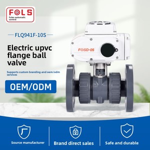 Vanne à boisseau sphérique électrique à bride en PVC-U Fless DN15-DN100 Modèle FLQ941F-10S Température de fonctionnement de -20 à 230°C - Product Image 1