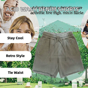 Pantalones Cortos Cargo de Lona con Lavado Ácido Digital para Hombre, Transpirables, de Secado Rápido, Antiarrugas, Ecológicos, con Cintura Elástica, Estilo Casual Urbano, OEM - Product Image 2