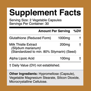 Cápsulas de Glutatión 1300mg con Extracto de Cardo Mariano, Aclarantes y Blanqueadoras de la Piel, Etiqueta Personalizada OEM, Venta al Por Mayor, 60 Cápsulas - Product Image 2