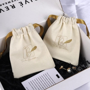 Pochette anti-poussière en toile organique à cordon avec poignée en corde, motif lettres logo personnalisé, jetable pour chaussures, vêtements, chaussettes - Product Image 5