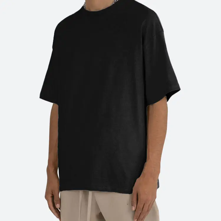 2023 OEM Custom Short Sleeve Oversized Drop Shoulder Casual Black White 100% Cotton Blank Simple T Shirt For Men