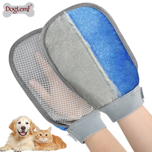 Doglemy Pet Hair Remover Glove Gray Blue Polyester Portable For <b>Dog</b> Cat <b>Sofa</b> Bed Clothing Cleaning - Product Image 1