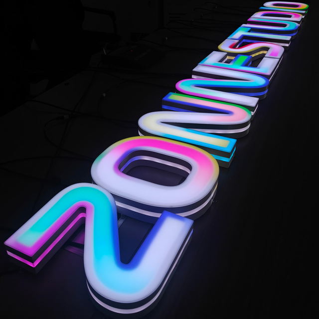 Electronic Signs LED Iridescent Effect Advertising Lights RGB Color-changing 3D Logo Custom Neon Light Waving Effect Signage