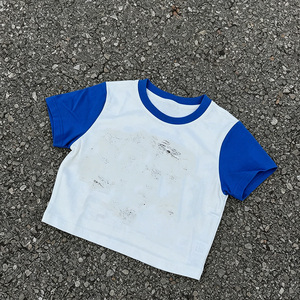 T-shirt homme à empiècements contrastés, style streetwear, coupé-cousu, coton, manches courtes, décontracté, tendance - Product Image 2