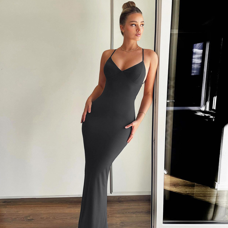 polka dot backless dress Nude Jersey Halter Sexy Mermaid Bodycon Backless Party Dresses, CP0598 main image 1
