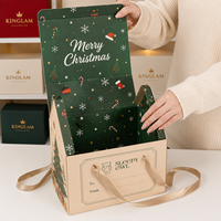 Boîtes cadeaux de Noël personnalisées pour les jouets des enfants, boîtes d'emballage en carton ondulé avec poignée en ruban, boîte cadeau unique en forme de maison