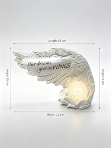 Figurine d'ange <span class=keywords><strong>en</strong></span> résine avec lumière LED, décoration d'intérieur inspirante, lampe aile d'ange avec citation inspirante, cadeau, décoration ailes de rêve - Product Image 2