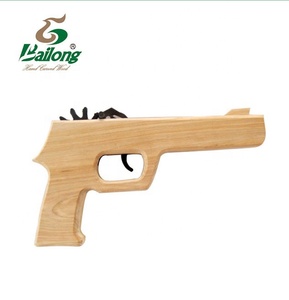 <span class=keywords><strong>Pistola</strong></span> <span class=keywords><strong>Giocattolo</strong></span> in Legno Massello per Bambini con Elastico per Tiro all'Aperto - Product Image 2