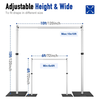 10x10Ft Double barre transversale tuyau et drapé Kit robuste réglable toile de fond support toile de fond support décor de mariage