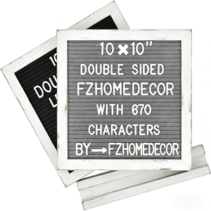 Pizarra de Fieltro de Doble Cara Negra y Gris de 10x10 con Números y Símbolos, 712 Letras Intercambiables, Tablero de Mensajes con Base de Madera - Product Image 3