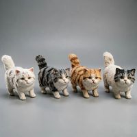 Décoration chat miniature en peluche super douce faite à la main - Statue de chaton en fausse fourrure moelleuse de 12 cm, non rembourrée, Kawaii, pour étagère, maison, bureau, voiture