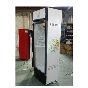 Porte en verre mince <span class=keywords><strong>vitrine</strong></span> de <span class=keywords><strong>boisson</strong></span> froide refroidisseur d'air réfrigérateur écran LED congélateur vertical réfrigérateur pour boissons - Product Image 2