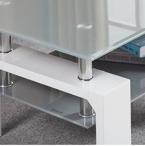 Meubles de salon modernes, plateau en verre trempé, pieds en MDF en bois, table basse en verre noir, table à thé - Product Image 6