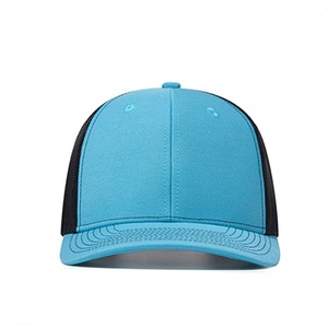 Sky Blue Black Mesh Trucker Cap Adjustable Curved Brim 6-Panel Unisex Casual Baseball <b>Hat</b> Spring <b>Summer</b> Style - Product Image 3