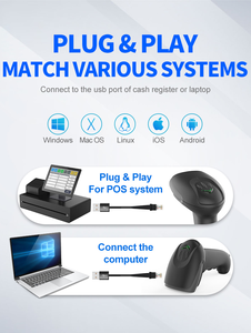 เครื่องสแกนบาร์โค้ดแบบมีสาย USB แบบเสียบใช้งานได้ทันที รองรับ QR Code และบาร์โค้ด 1D 2D รุ่น X-760H เหมาะสำหรับร้านค้าปลีก - Product Image 3