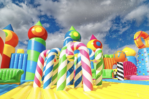 Nova <span class=keywords><strong>aoqi</strong></span> thiết kế tùy chỉnh thương mại Macaron candyland Inflatable Bouncer SLIDES vui vẻ thành phố công viên cho trẻ em Quảng Đông - Product Image 5