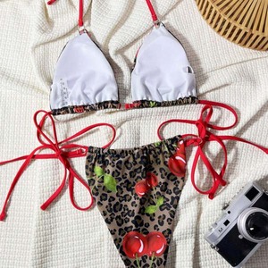 YY6232 Bikini <span class=keywords><strong>triangle</strong></span> imprimé cerise Tendance mode 2025 - Product Image 6