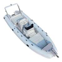 Bateau pneumatique de luxe RIB860 de 28 pieds, console centrale, coque en fibre de verre à fond en V profond, bateau pneumatique Hypalon Orca avec auvent amovible