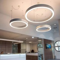 Lustre LED Moderne Décoratif pour Bureaux, Suspension Carrée, Anneau en Acrylique Doré, Luxe, Dimmable