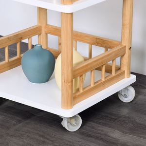 Multi-Tier Bamboo Wooden <b>Corner</b> Storage Shelf with Drawer and NC Lacquer Surface for Bathroom and Living Room - Product Image 5