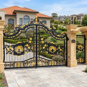 Puerta de <span class=keywords><strong>Hierro</strong></span> Forjado de Lujo Personalizada <span class=keywords><strong>con</strong></span> Detalles en Dorado para una Entrada Elegante en Viviendas Residenciales <span class=keywords><strong>y</strong></span> un Diseño Exterior Moderno para Villas - Product Image 3