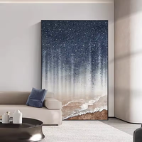 Peinture murale abstraite ciel étoilé, peinture texturée dorée luxueuse faite à la main, peinture suspendue pour salon, chambre à coucher, décoration de la maison