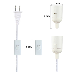ช่องเสียบโคมไฟห้อย E26พร้อมสวิตช์เปิด-ปิดใกล้กับปลั๊กโพลาไรซ์ NEMA 1-15P สายไฟ - Product Image 2