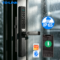 Poignée de porte d'entrée Tolink avec lecteur d'empreintes digitales, Tuya Wifi TTlock Bluetooth, serrure de porte intelligente numérique ultra-mince pour porte en aluminium