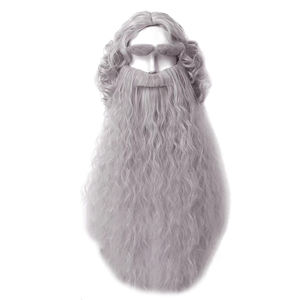 Vente en gros de nouveaux casques d'Halloween transfrontaliers exportation de cheveux blancs longs bouclés perruque Cos Beard ensemble complet - Product Image 6