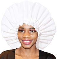 Satin noir Extra Large femmes monocouche décontracté quatre saisons élastique EVA bonnet de douche étanche